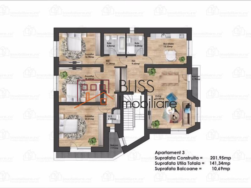 Apartament de Vanzare Herastrau | Nordului - 4 Camere - ID:69858 | Bliss Imobiliare / Photo 16 - BLISS Imobiliare