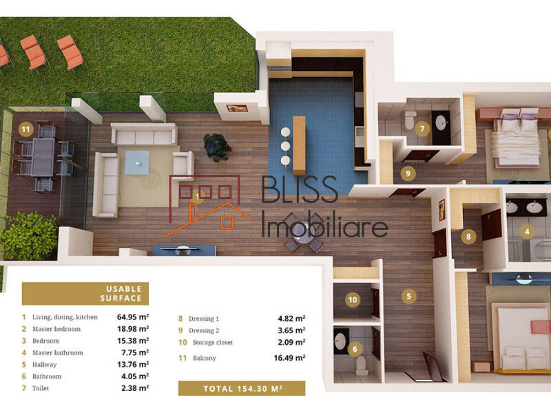 Apartment for Rent Baneasa | Sisesti | Jandarmerie | Straulesti | Sector 1, Bucharest - 2 Bedroom - ID:109325 | Bliss Imobiliare / Photo 8 - BLISS Imobiliare