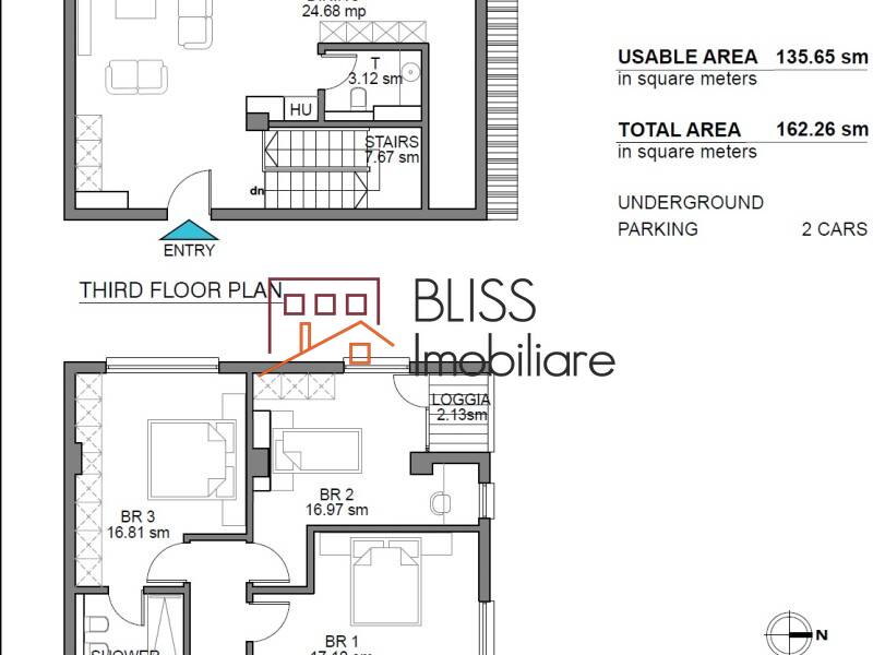 Duplex apartment for Rent Iancu Nicolae | Pipera, Bucharest / Ilfov - 3 Bedroom - ID:45261 | Bliss Imobiliare / Photo 22 - BLISS Imobiliare