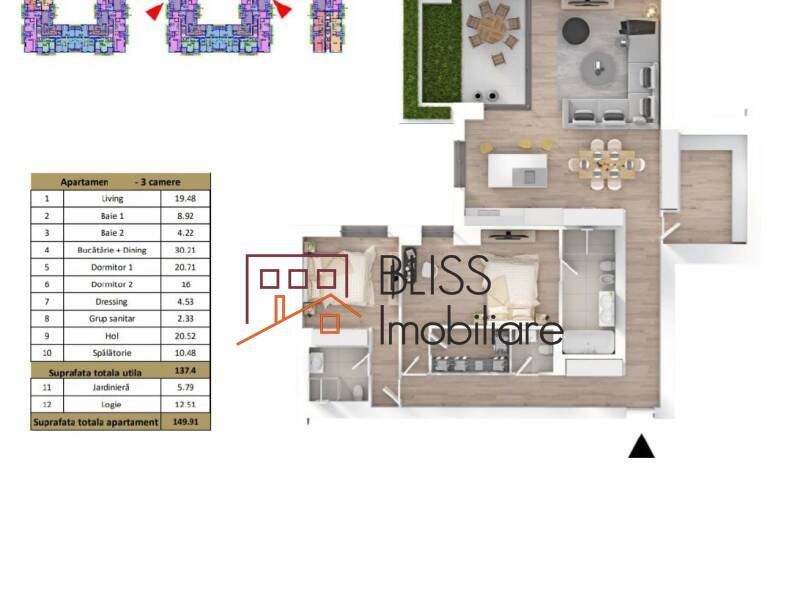 Apartament de Inchiriat Baneasa | Sisesti | Jandarmerie | Straulesti | Sector 1 - 3 Camere - ID:121776 | Bliss Imobiliare / Photo 9 - BLISS Imobiliare