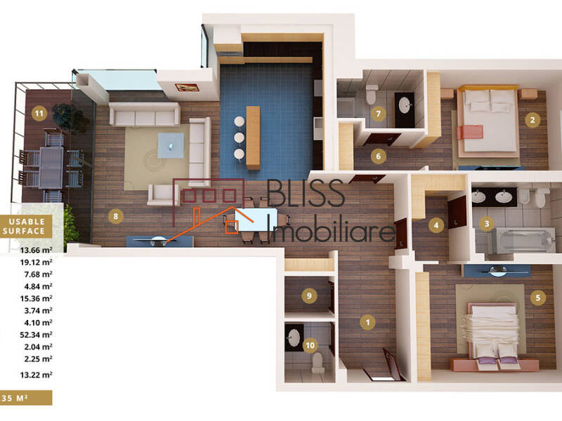 Apartment for Rent Baneasa | Sisesti | Jandarmerie | Straulesti | Sector 1, Bucharest - 2 Bedroom - ID:89820 | Bliss Imobiliare / Photo 9 - BLISS Imobiliare